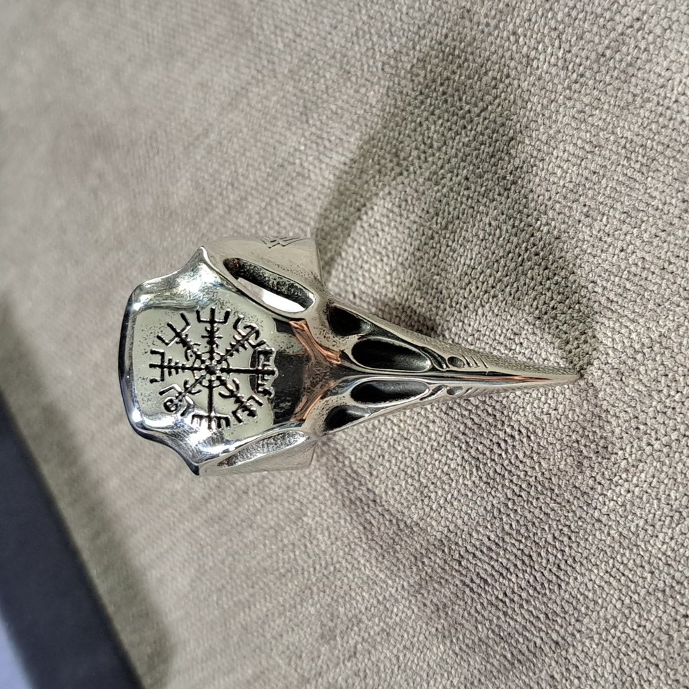 Prosteel Viking Valknut Compass Raven Skull Stainless Steel Ring NEW US 13